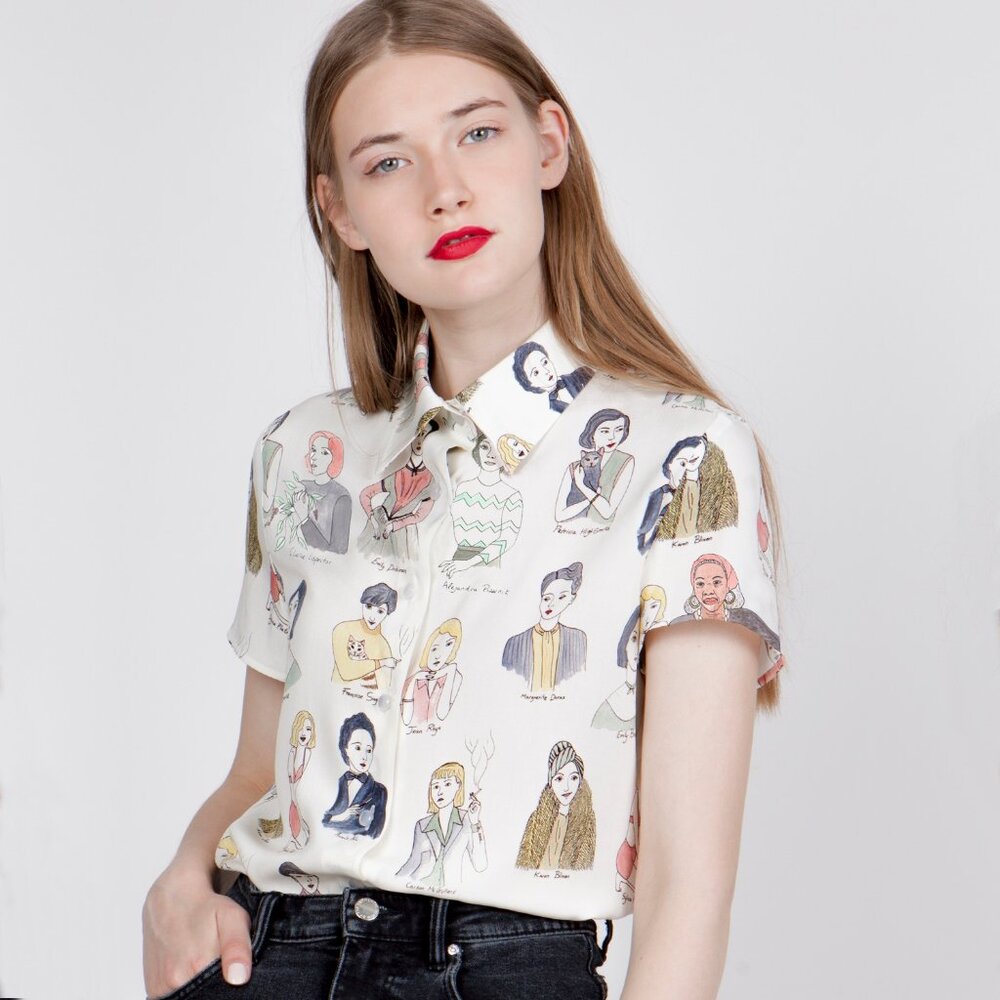 La Casita de Wendy WRITERS PRINT SHIRT-CAMISA ESCRITORAS -Size Small NO TAG